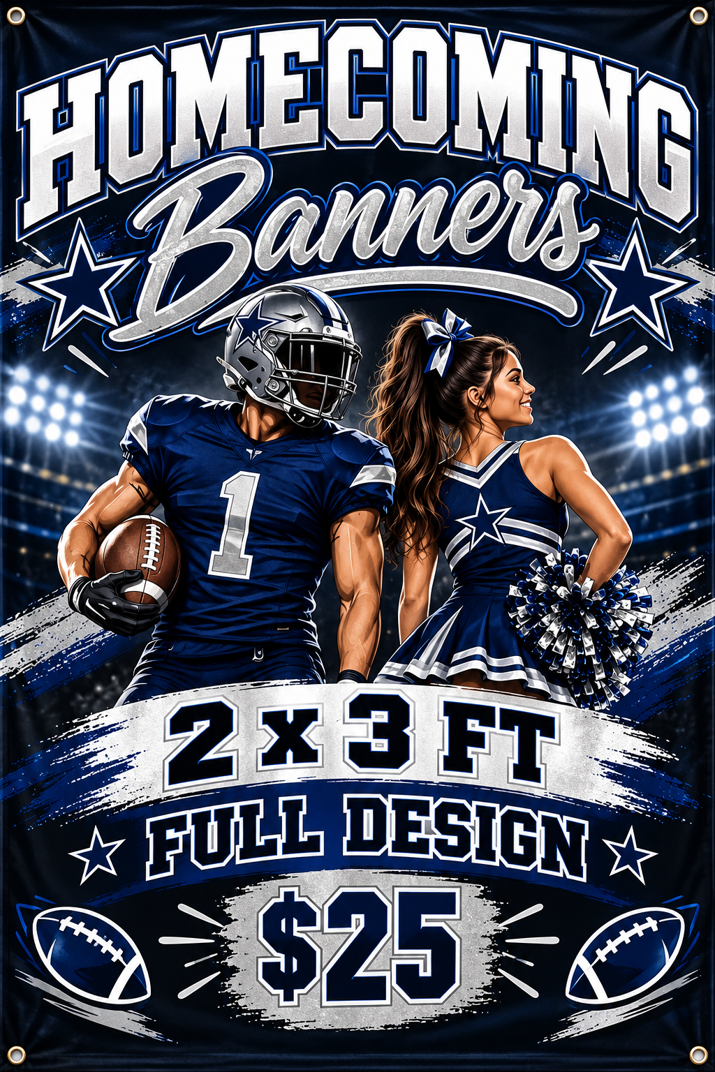 CUSTOM HOMECOMING BANNERS — 2' × 3'